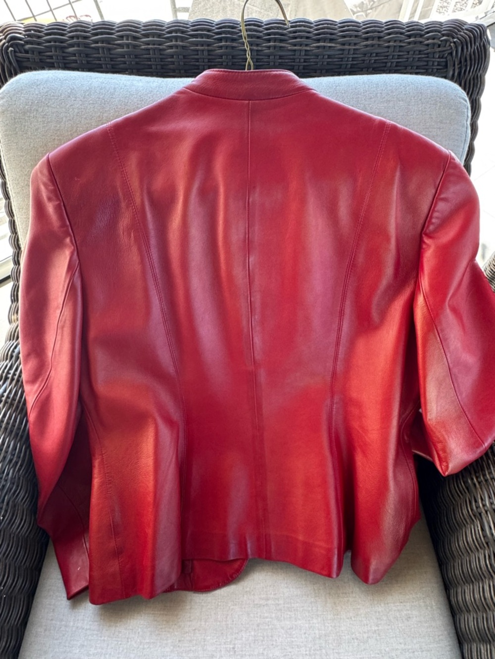 Rena Rowan Red Leather Snap-Front Jacket - Picture 3 of 4